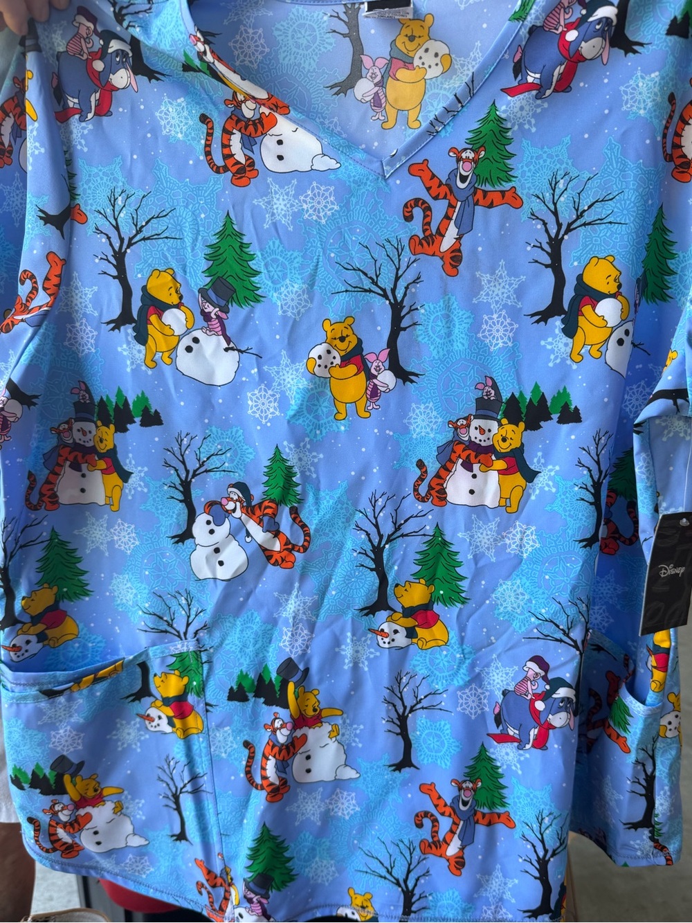 Disney Blue Winnie the Pooh Holiday Kids Pajama Top